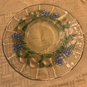 Indiana Flashed Glass " GARLAND BLUE GRAPES" Plate